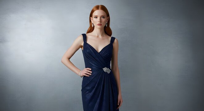Elegant Navy Blue Bridesmaid Dress