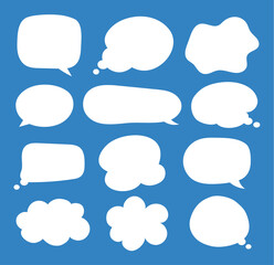 Speech symbol talk and thinking. Bubble with clouds silhouettes set.