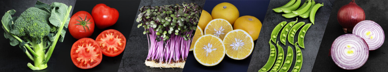 野菜と果物（黒背景）