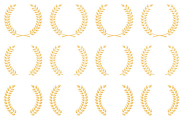 様々な形の月桂冠アイコンのベクターイラストセット