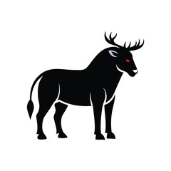 Fototapeta premium Wild animal black silhouette of a goat or deer vector illustration