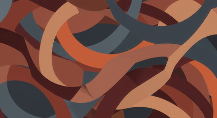 Abstract layered shapes in warm and cool tones