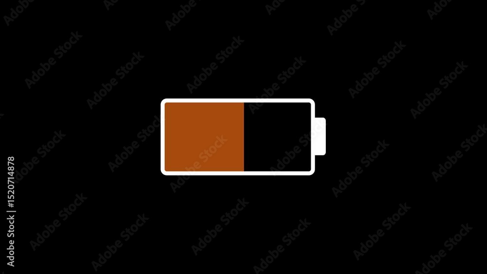 Poster low battery icon animation indicating diminishing energy on a black background representing low powe
