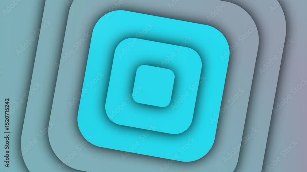 Poster abstract geometric animation of layered rounded squares in shades of aqua and teal creates a modern 