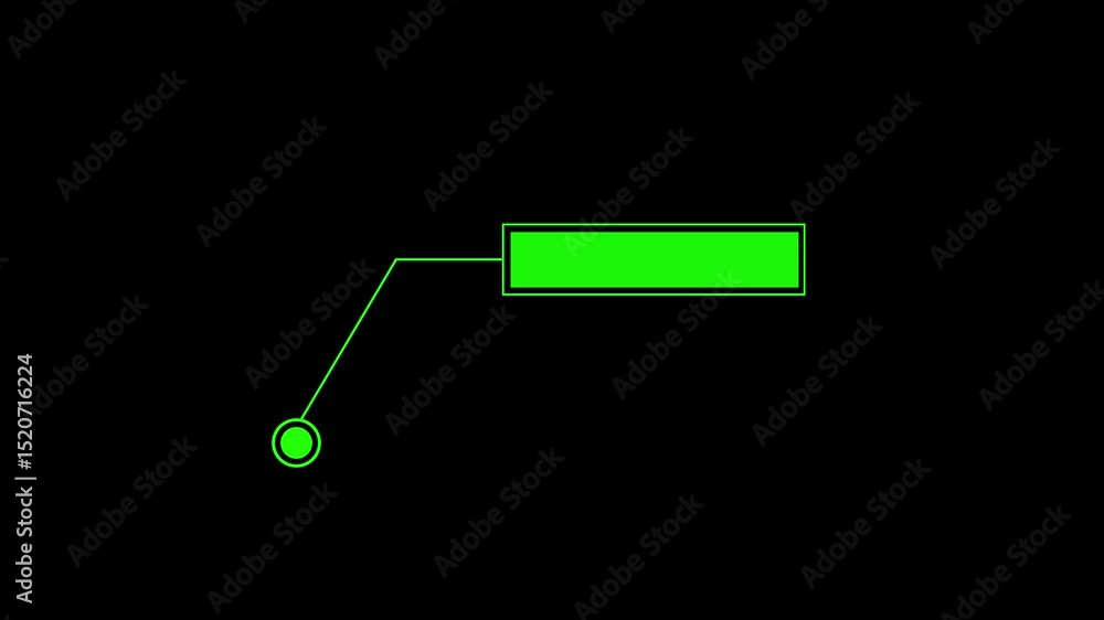 Poster animated green data display elements for digital overlay and user interface designs on a black backg