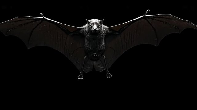 flying bat animal with black background footage