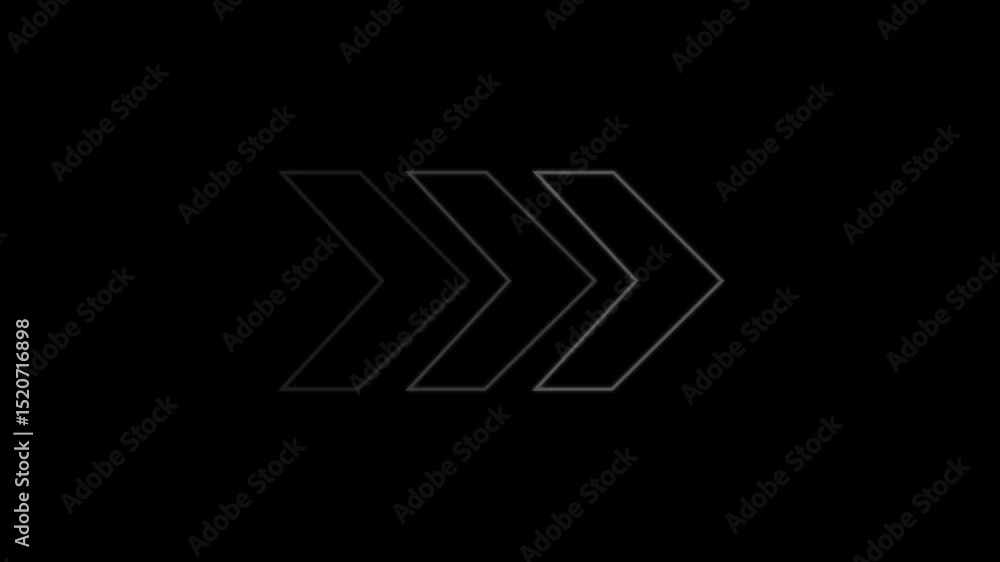 Poster animated three layered arrow icons on a black background representing direction progress and busines