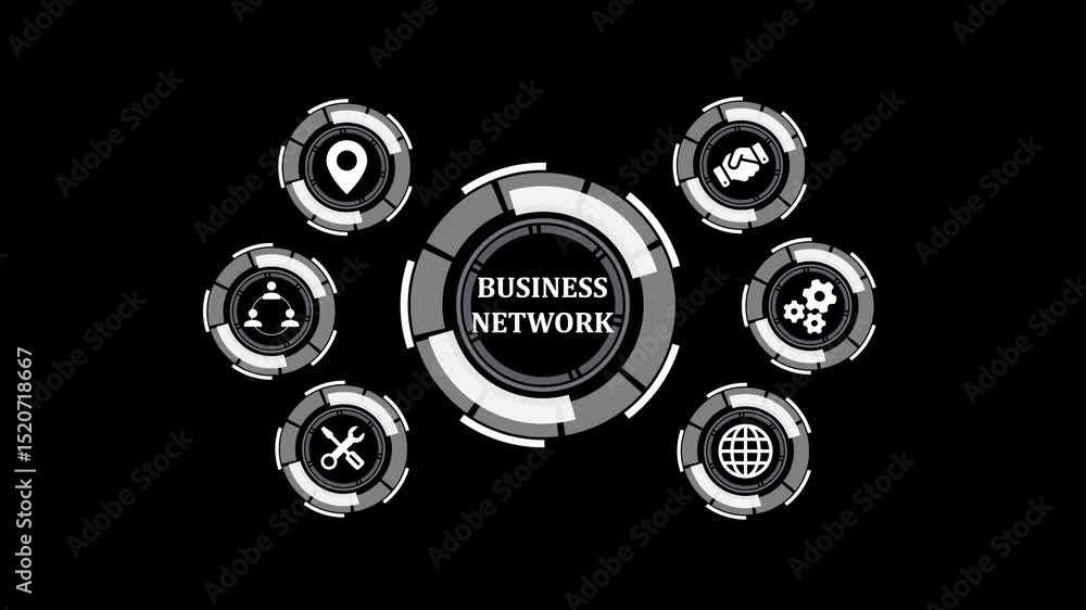 Poster modern animated graphic of business network concept illustrating connectivity and global reach with 