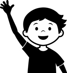 Child Raising Hand Silhouette Vector Illustration