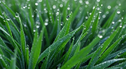 Green Grass with Water Droplets