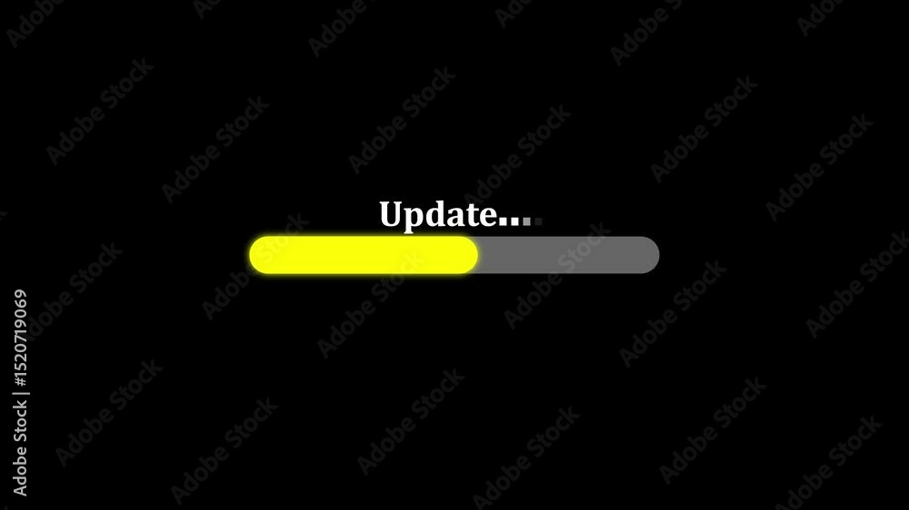 Poster update progress bar loading process on black background illustrating installation and download softw