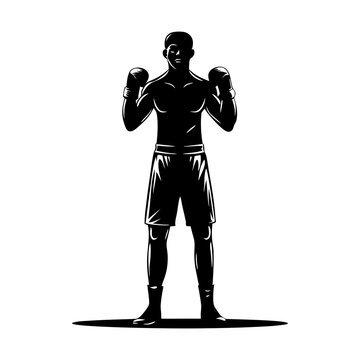 boxer silhouette vector icon on white background