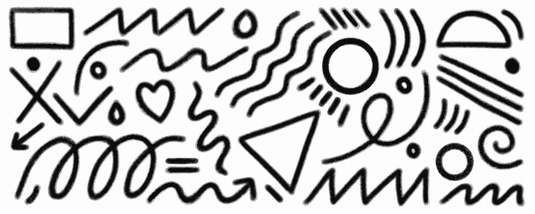 Abstract doodle shapes and lines vector. Hand drawn geometric and organic elements