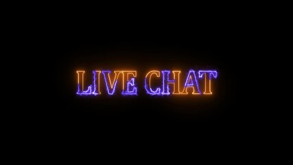 Dynamic animated live chat text with electric effects on a black background for digital communication and engagement - Powered by Adobe