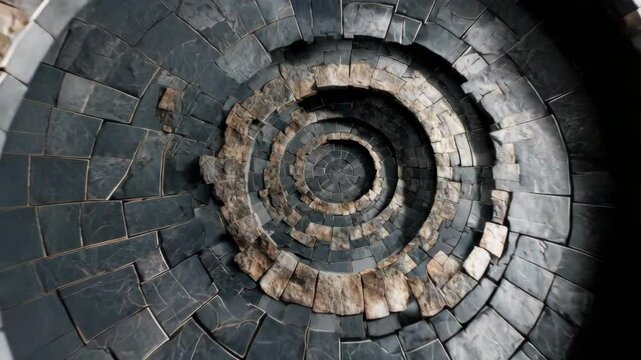 Stone Spiral Tunnel With Ancient Time Loop Effect