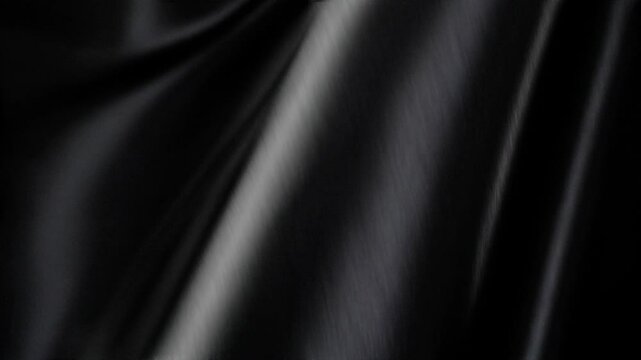 Abstract black silk fabric texture background. Cloth soft wave. Creases of satin	