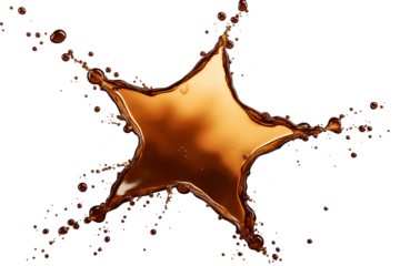 Coffee splash in star shape isolated on transparent background