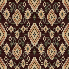 Navajo tribal vector seamless pattern. Native American ornament. Ethnic South Western decor style. Boho geometric ornament. Vector seamless pattern. Mexican blanket, rug. Woven carpet illustration.