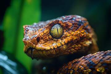 Obraz premium Close-up of a venomous snake's head.
