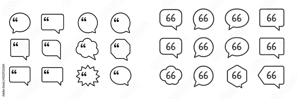 Poster diverse collection of speech bubble icons showcasing various styles and designs with quotation marks