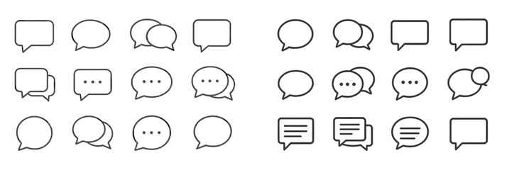 Collection of various speech and thought bubble designs in minimalistic style suitable for conversation and communication themes