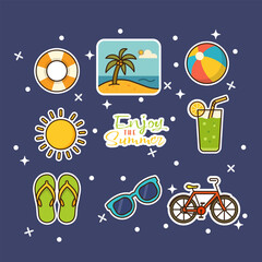 Summer sticker set elements