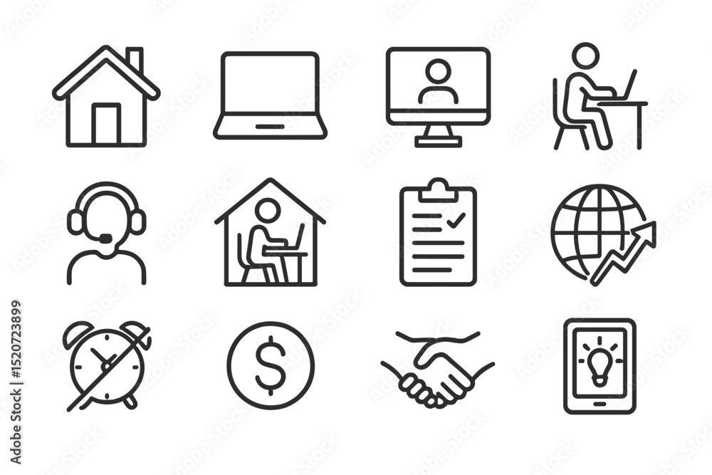 Poster exploring remote work tools and symbols in a modern digital workspace environment