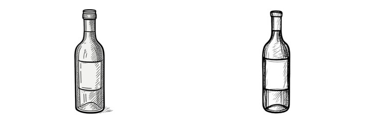 Empty glass bottles sketched to showcase simple design and potential uses in arts and crafts projects