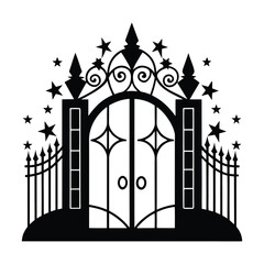 magic gate silhouette on white background