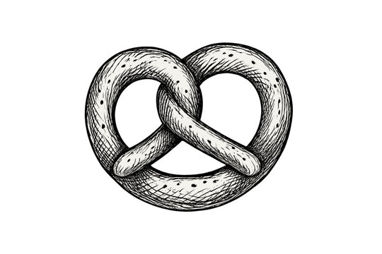 Discover the art of pretzel making with this detailed illustration showcasing the classic shape and texture of a soft pretzel