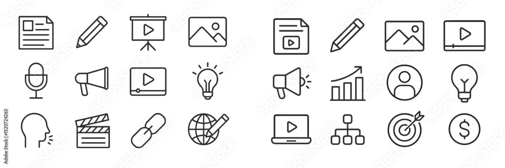 Aufkleber educational icons representing learning tools and multimedia elements for presentations and digital 