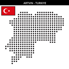 Fototapeta premium Big dots map of artvin in Turkiye