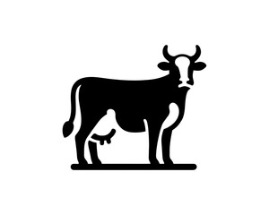 Flat full body cow logo in vector form