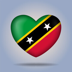 ST. Kitts Nevis flag heart button Isolated on color gradient background. Banner flag Vector Illustrator