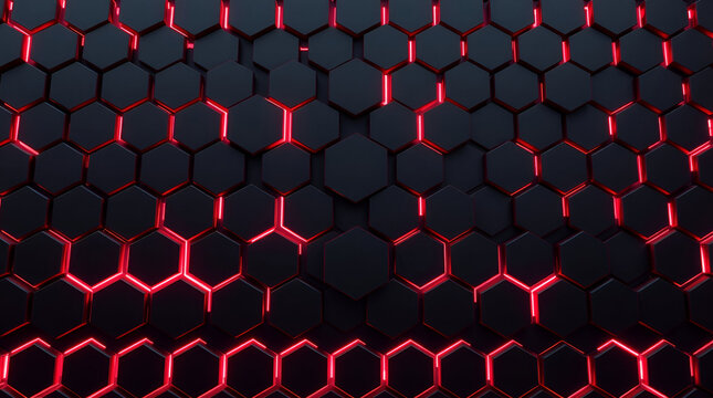Digital hexagon abstract red background