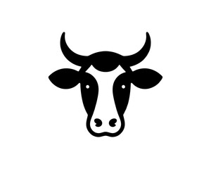 Solid cow vector icon in silhouette form