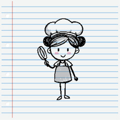 Cute Chef Girl with Spoon