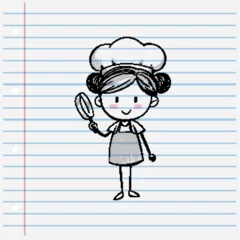 Gordijnen Cute Chef Girl with Spoon © GraphicsRF