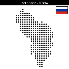 Fototapeta premium Big dots map of belgorod in Russia