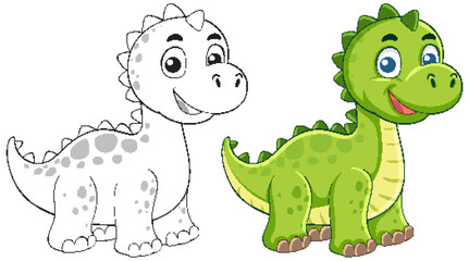 Cute Cartoon Dinosaur Vector Illustration