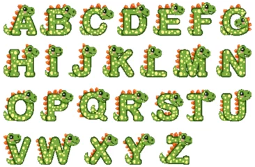 Gordijnen Dinosaur-Themed Alphabet Vector Illustration © GraphicsRF