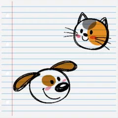Gordijnen Playful Cat and Dog Sketch © GraphicsRF