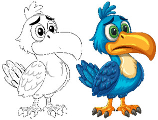 Colorful Hornbill Cartoon with Expressive Features