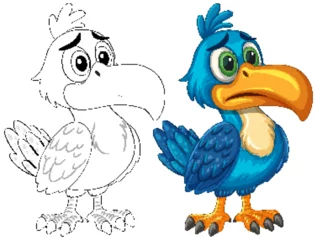 Fototapete Rund Colorful Hornbill Cartoon with Expressive Features © GraphicsRF