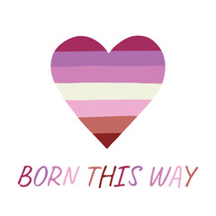 Colorful heart shape Lesbian pride flag Happy pride day LGBTQIA community Pride Month Vector hand drawn doodle for posters, stickers, logo, cards