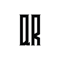 QR monogram logo design letter text name symbol monochrome logotype alphabet character simple logo