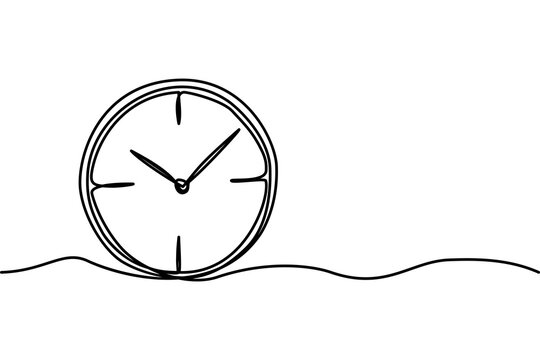 Clock linear drawing icon, Continuous line clock vector. Vector illustration design