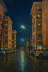 Obraz premium night city street