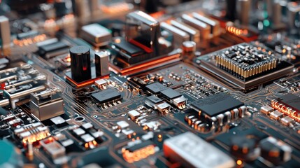 Obraz premium Close-up circuit board with intricate components