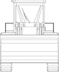 Wheel Loader Vector Isolated on White Background. Loading Shovel. Manufacturing Equipment. Pneumatic Truck. Tractor Front End Loader. Heavy Equipment Machine.